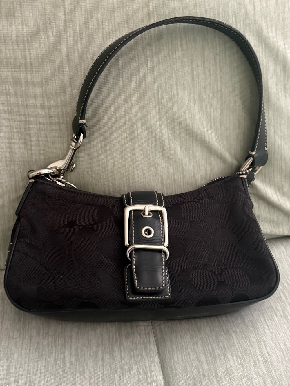 Coach Y2K Black Signature Canvas mini soho Shoulder Bag with Buckle Detail